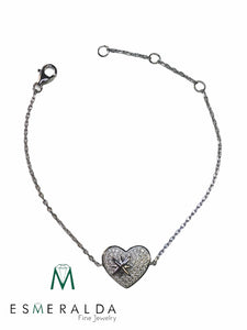 Heart Charm with Star Silver Bracelet