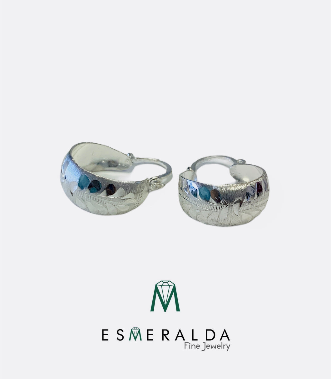 Esmeralda’s Small Leaf Design Hoop Earring - Esmeralda Fine Jewlery