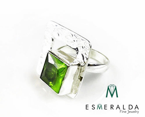 Esmeralda's Square Hammered Silver Ring - Esmeralda Fine Jewlery