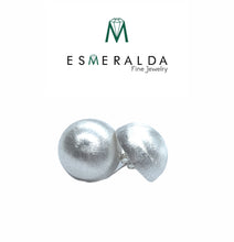 Load image into Gallery viewer, Brushed Silver Half Dome Earrings - Esmeralda Fine Jewlery