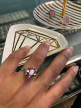 Load image into Gallery viewer, Pink and Opal Stone Flower Ring