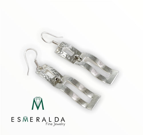 Esmeralda’s Hammered Rectangle Silver Earrings