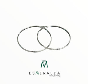 Brushed Line Design Hoop Earrings - Esmeralda Fine Jewlery