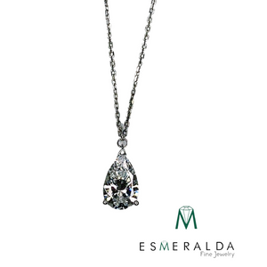 Pear Shaped White Stone Necklace - Esmeralda Fine Jewlery