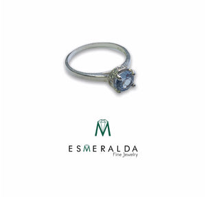 Light Blue Solitaire Ring - Esmeralda Fine Jewlery