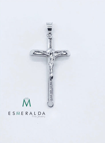 Crucifix Pendant with White Gemstones. - Esmeralda Fine Jewlery