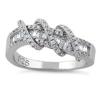 Load image into Gallery viewer, Silver Exotic Twisted CZ Ring
