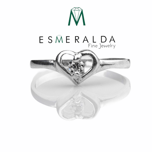 Heart Shaped Ring with a Gemstone Center - Esmeralda Fine Jewlery