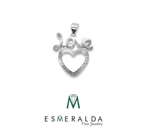 Love & Heart Silver Pendant - Esmeralda Fine Jewlery