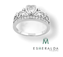Load image into Gallery viewer, Heart Crown Clear CZ Ring