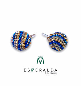 Blue & Yellow Disco Ball Earrings - Esmeralda Fine Jewlery