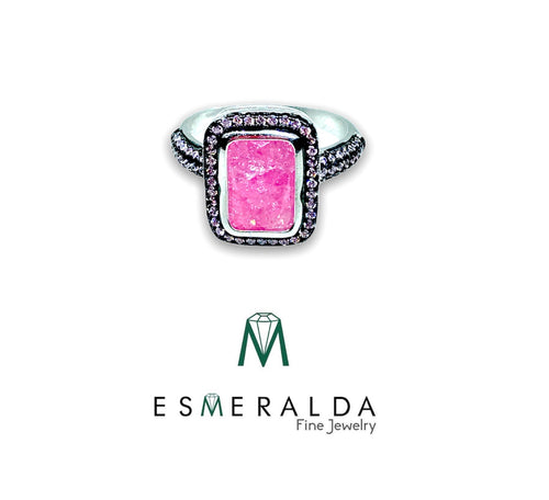 Pink Quartz Silver Ring - Esmeralda Fine Jewlery