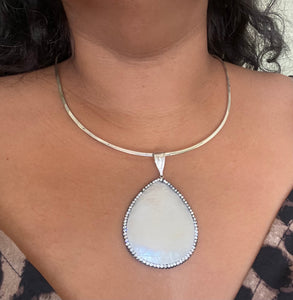 Pearl Shell Pendant with  Stone