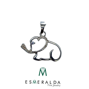 Baby Elephant Pendant with Zirconia Stones - Esmeralda Fine Jewlery