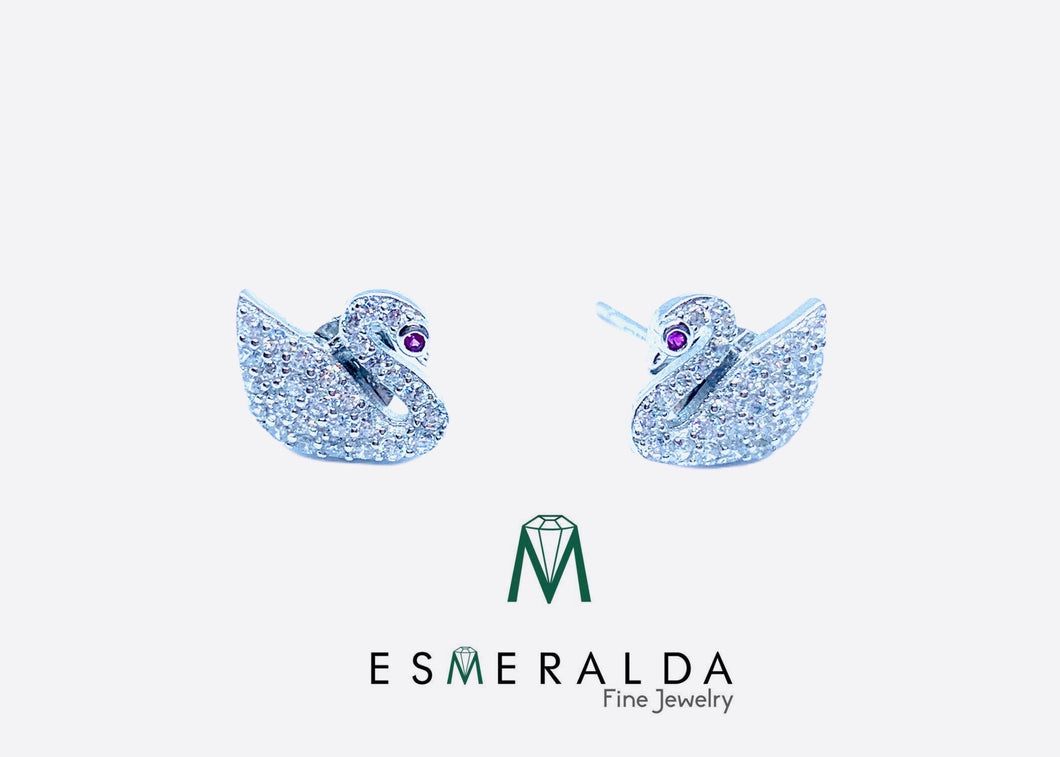 Swan Design Earrings - Esmeralda Fine Jewlery