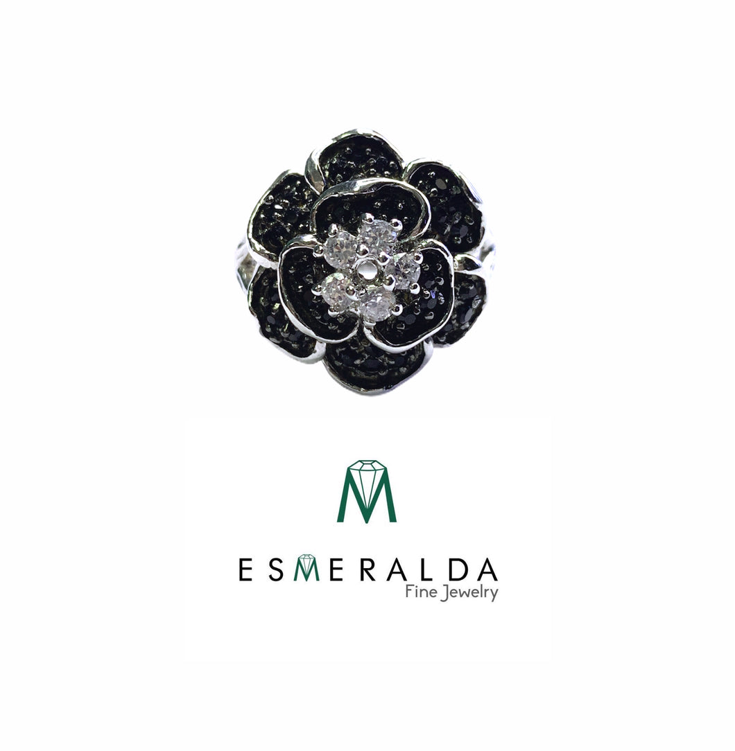 Black Flower Ring - Esmeralda Fine Jewlery