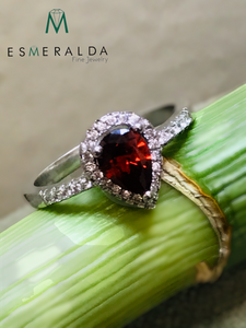 Pear Shaped Red Gemstone Ring - Esmeralda Fine Jewlery