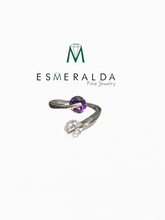 Load image into Gallery viewer, Open Design with Dual Gemstones Ring - Esmeralda Fine Jewlery