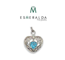 Load image into Gallery viewer, Heart Pendant with Blue Gemstone Center - Esmeralda Fine Jewlery
