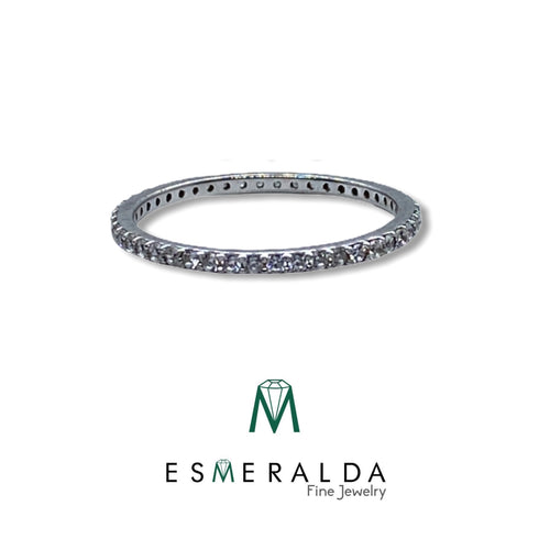 Tiara Design Fine Silver Ring with White Gemstone Band - Esmeralda Fine Jewlery